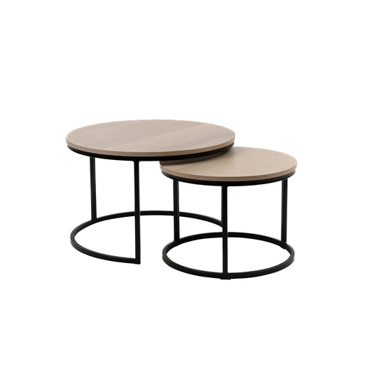 Metro Sofabord fra A-Møbler, Ø:75cm/Ø:58cm, hvitpigmentert eik