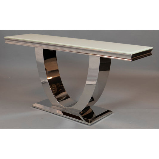 Firenze Konsollbord fra A-Møbler, 160x40 cm, hvitt glass