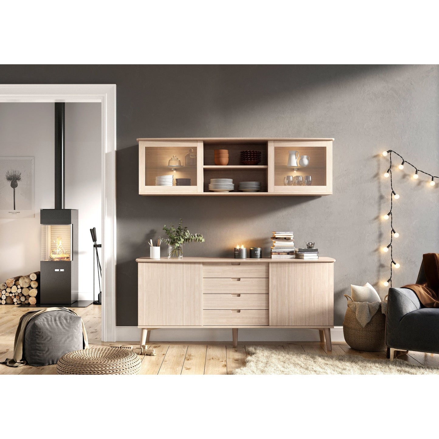 Casø 120 skjenk, massiv eik