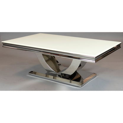 Firenze sofabord fra A-Møbler, 130x70 cm, hvitt glass