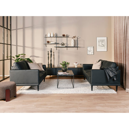 Dagmar 3-seter sofa, hud/PU, svart