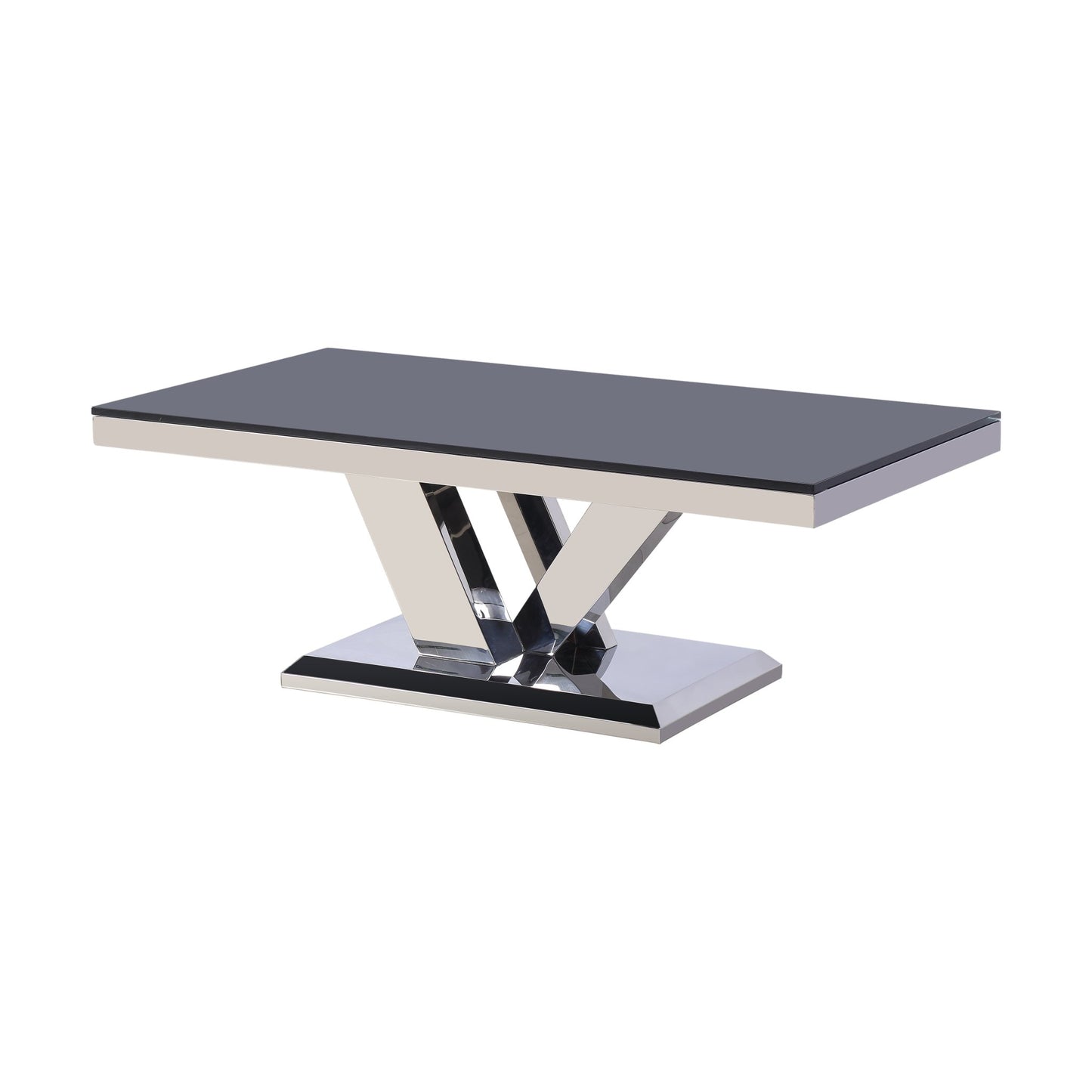 Messina sofabord fra A-Møbler, sort glassplate, 130x70 cm