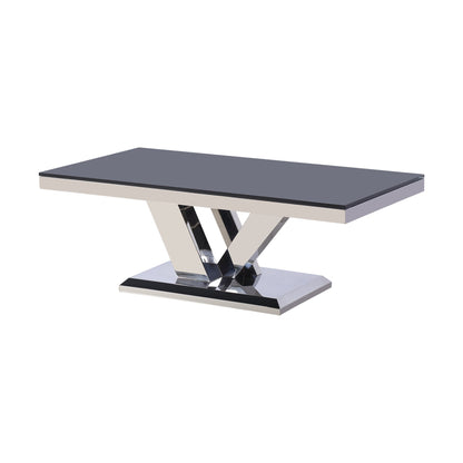 Messina sofabord fra A-Møbler, sort glassplate, 130x70 cm