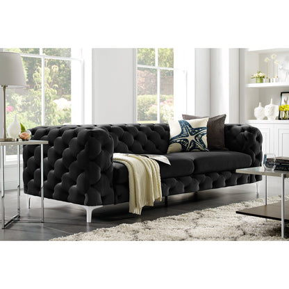 Sort Bella 3-seter sofa, velour i 100% polyester