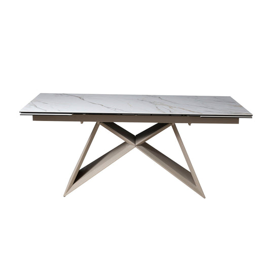 Jenny spisebord fra A-Møbler, 180/220/260x90 cm, hvit keramikk