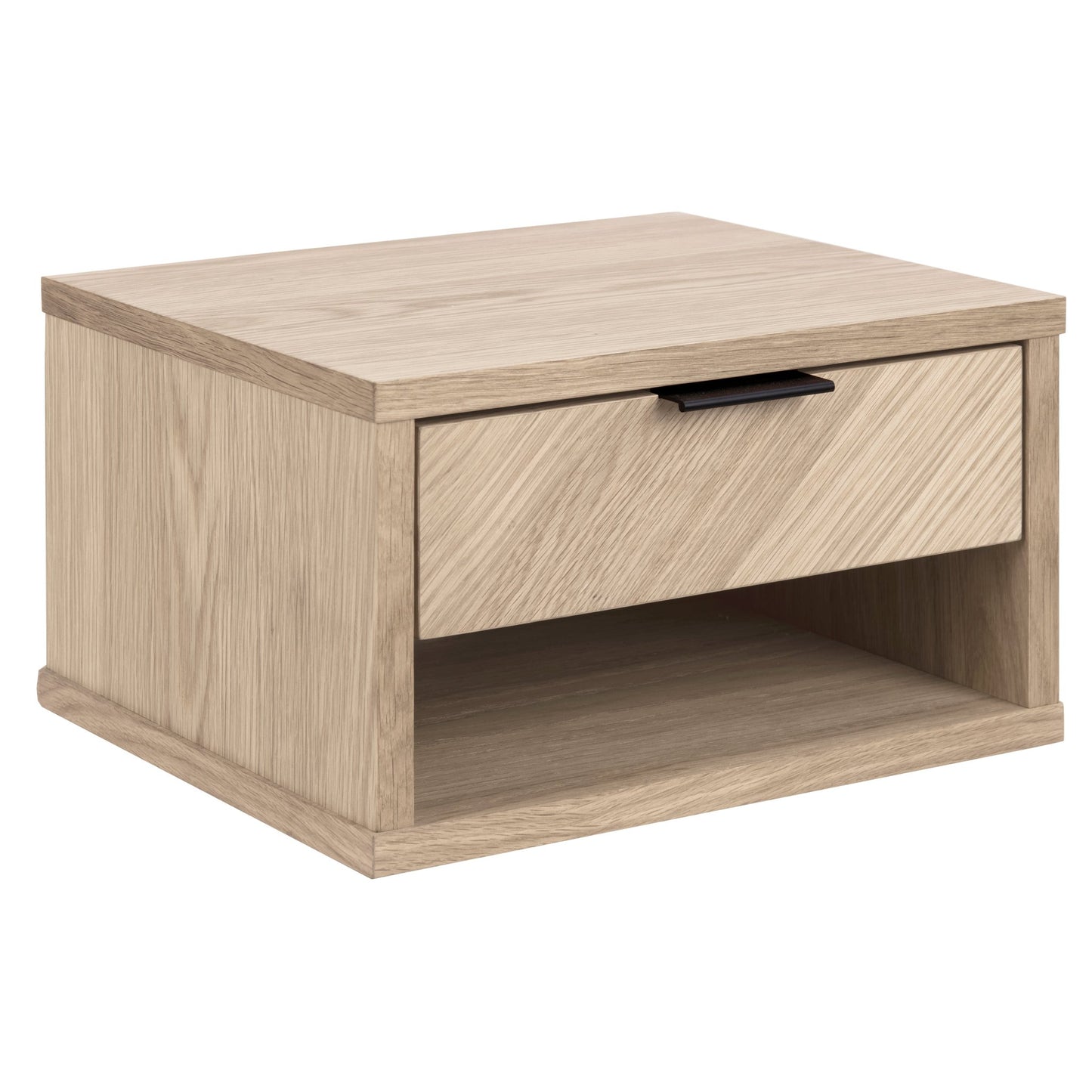 Hackney Nattbord - (D)Hvitoljet Eik Finér, B:37cm D:32cm H:21cm