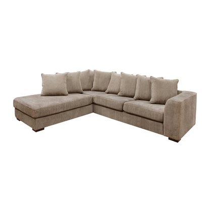 Havanna sofa med sjeselong fra A-Møbler, taupe tekstil, venstre sjeselong