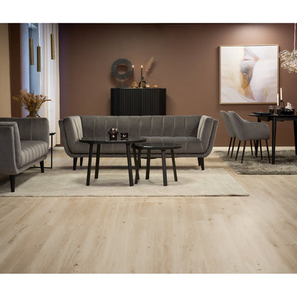 Tampa 3-seter sofa, grå velour, høye treben