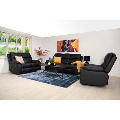Mora 3-seter sofa fra A-Møbler, hud/PVC. Manuell recliner