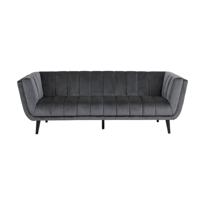 Tampa 3-seter sofa, grå velour, høye treben