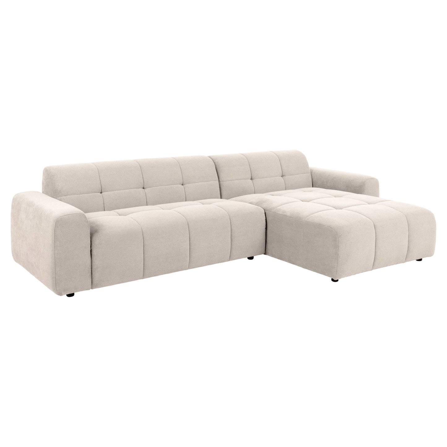 Columbia sofa med sjeselong fra A-Møbler, beige stoff, vendbar sjeselong