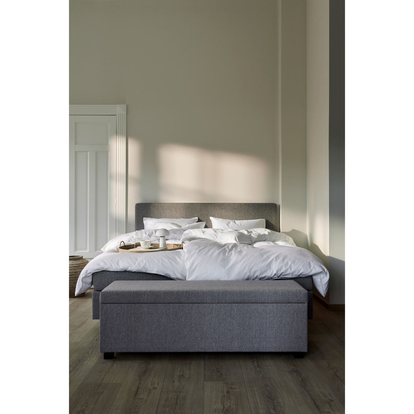 Kontinentalseng, Hdf av furu, Grå, 90x200 cm
