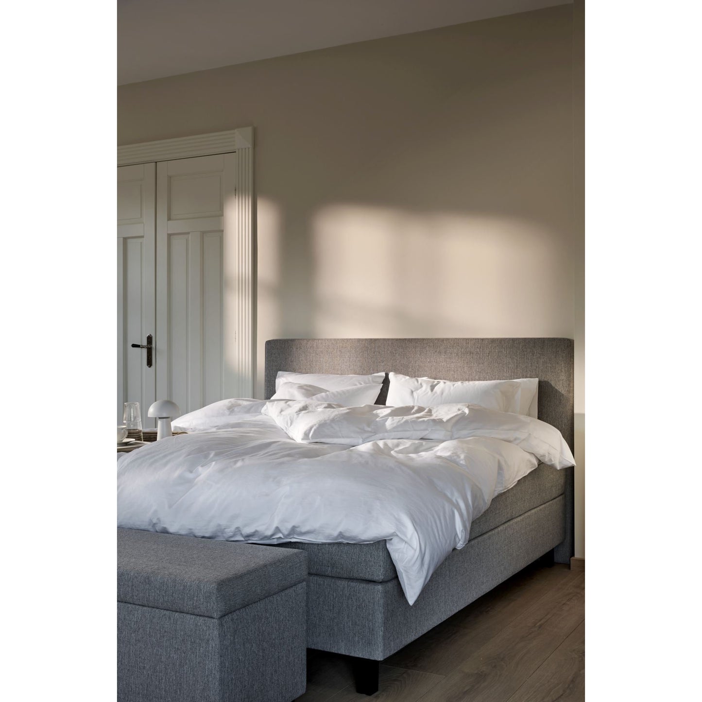 Kontinentalseng, Hdf av furu, Grå, 90x200 cm