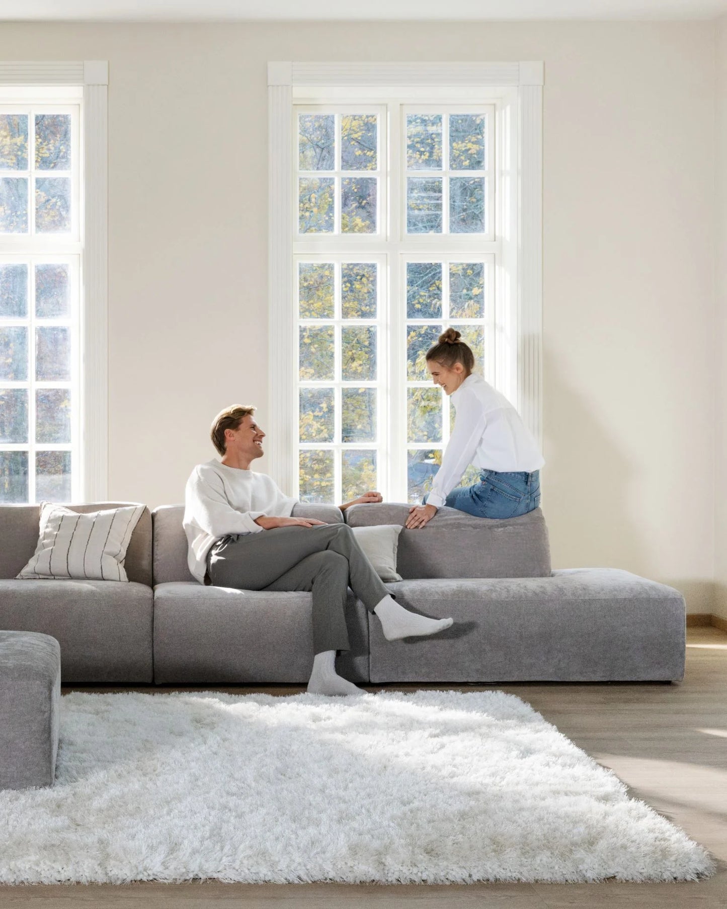 Juno Modulsofa sjeselong høyre grå - 114x154x73 cm