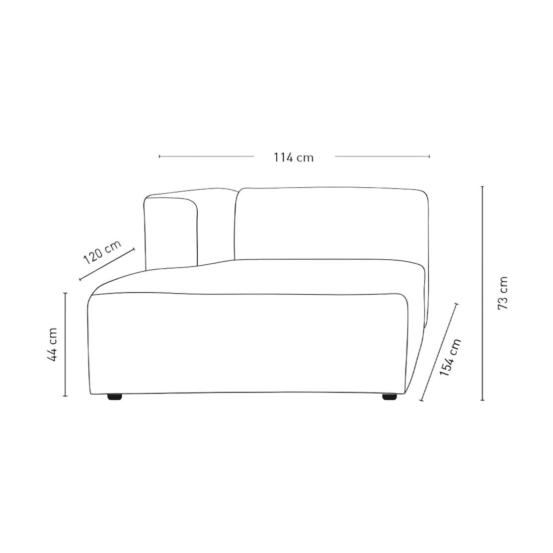 Juno modulsofa 1,5 seter m/armlene venstre fra Kid - 110x93x73 cm