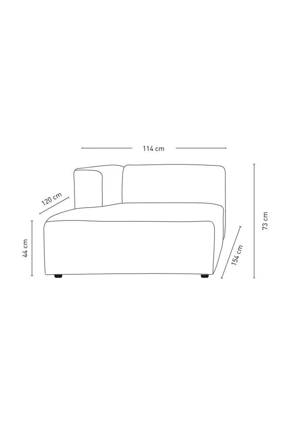 Isa Modulsofa 1,5 seter m/armlene venstre natur - 110x93x73 cm