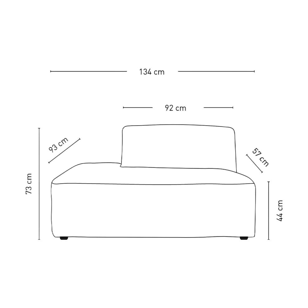 Isa modulsofa åpen ende venstre fra Kid - 134x93x73 cm