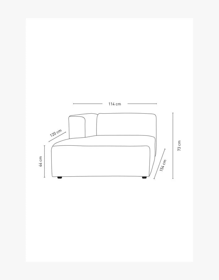 Isa Modulsofa sjeselong venstre natur - 114x154x73 cm