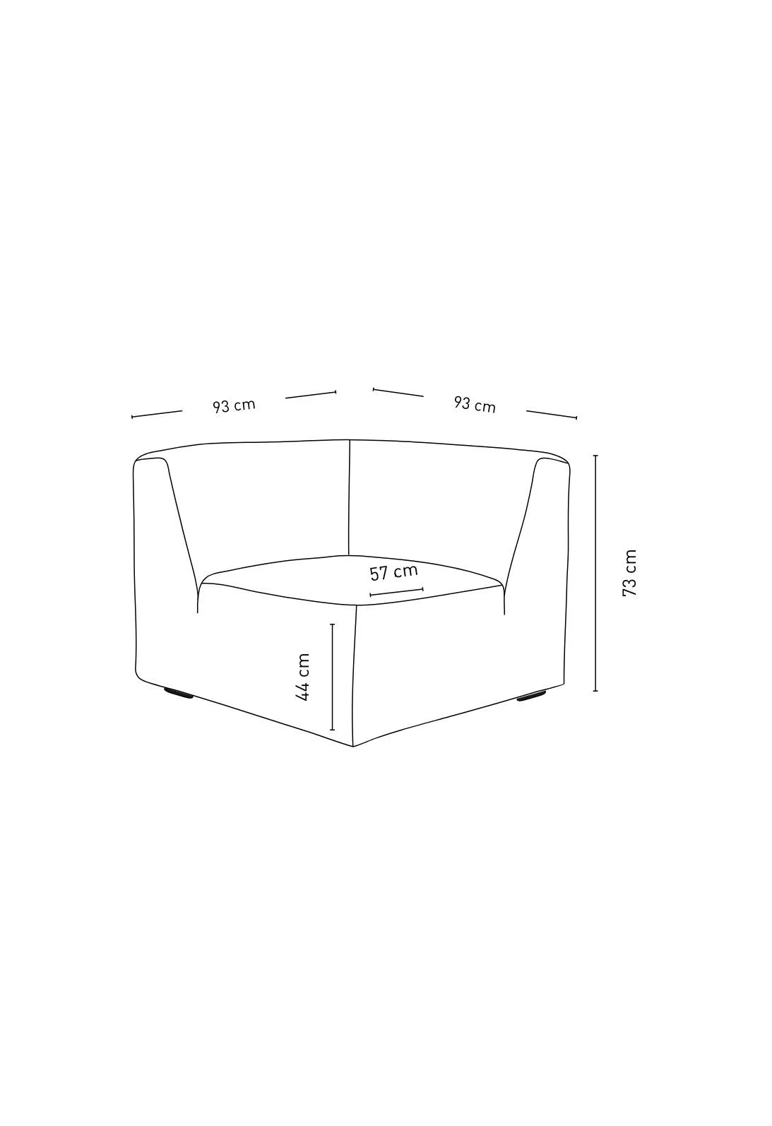 Modulsofa hjørne natur - 93x93x44 cm