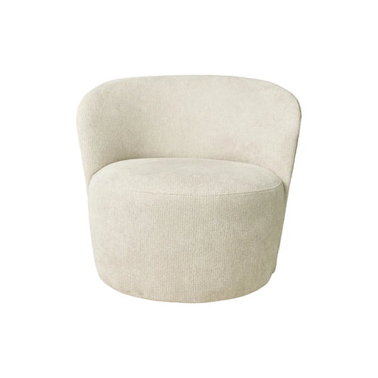 Læsø lenestol fra A-Møbler, hvit, med metall dreiesokkel