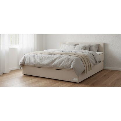 Odine seng med oppbevaring, beige, 120x200 cm