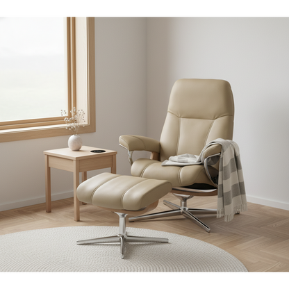 Stressless Consul (M) Cross lenestol med krakk