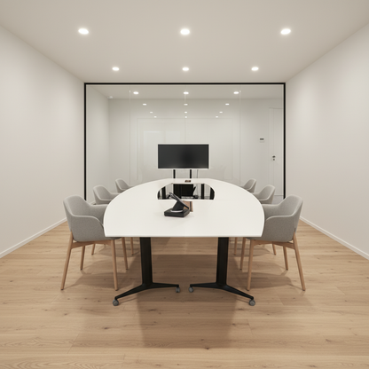 (550x220) Møteromsbord i hvit på hjul