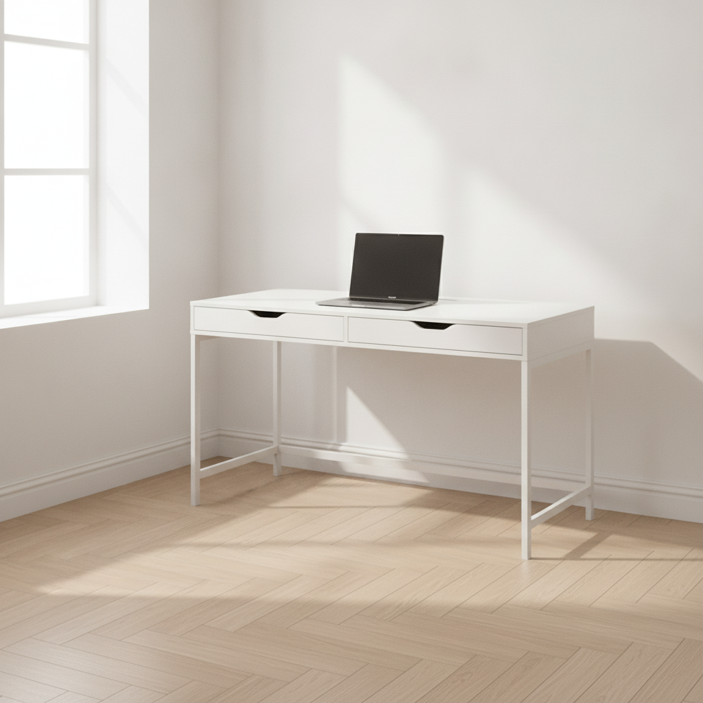 (132x58) IKEA Alex skrivebord i hvit