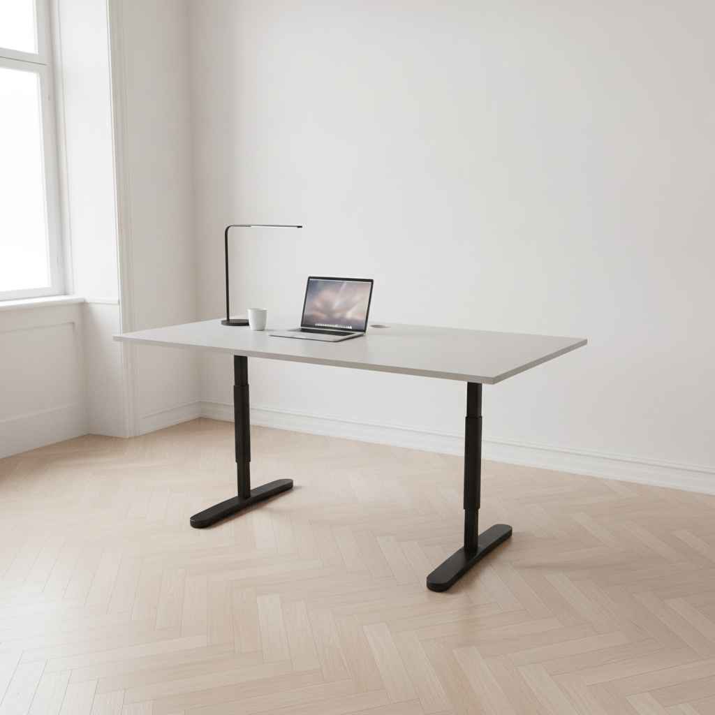 (160x80) IKEA skrivebord i lys grå