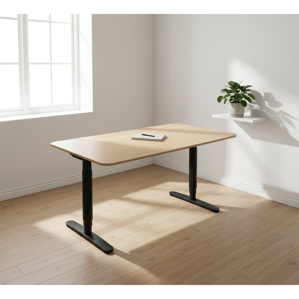 (160x80) IKEA Bekant el hev/senk i lyst tre