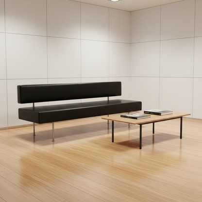 Materia Longo sofa trukket i svart skinn