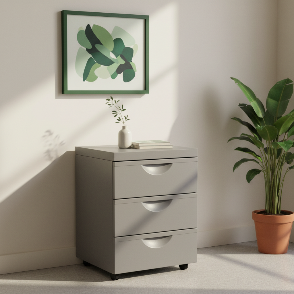 (41x51x57) IKEA ERIK skuffeskap i grå, 3 skuffer med hjul
