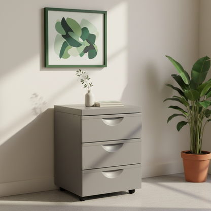 (41x51x57) IKEA ERIK skuffeskap i grå, 3 skuffer med hjul