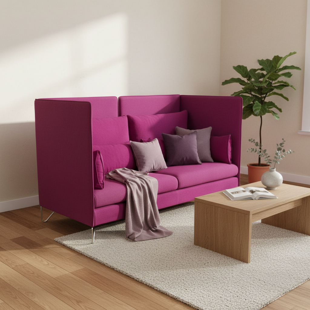 Cármenes høyrygget sofa i ull, magenta
