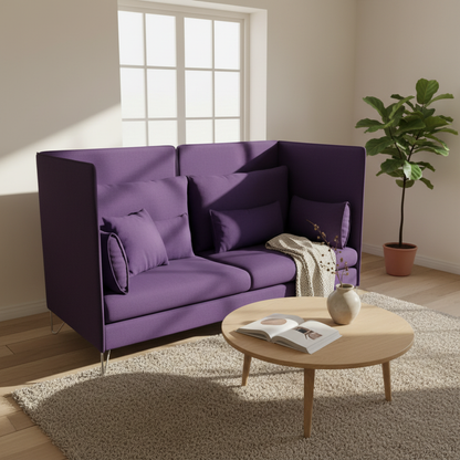 (184x90x112) Cármenes høyrygget sofa i lilla, ull