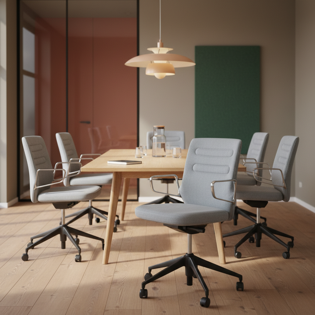 AC5 møtestol fra Vitra i lys blå