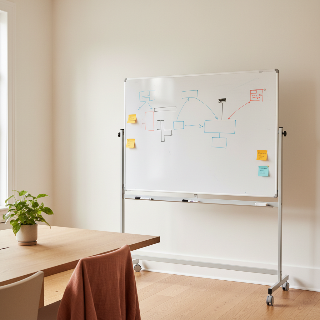 Roterbart whiteboard på hjul