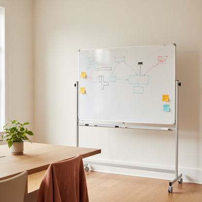 Roterbart whiteboard på hjul