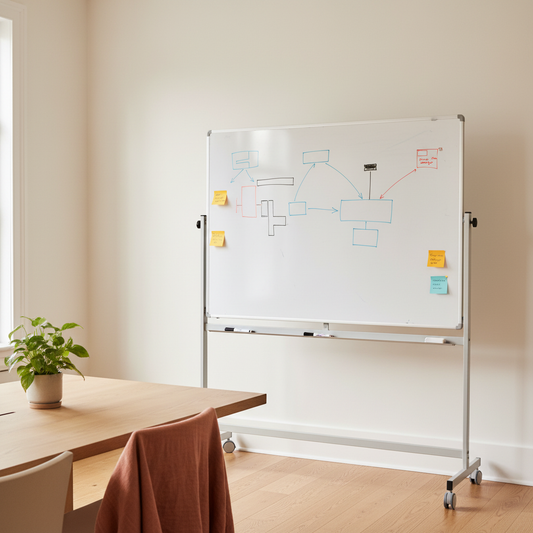Roterbart whiteboard på hjul