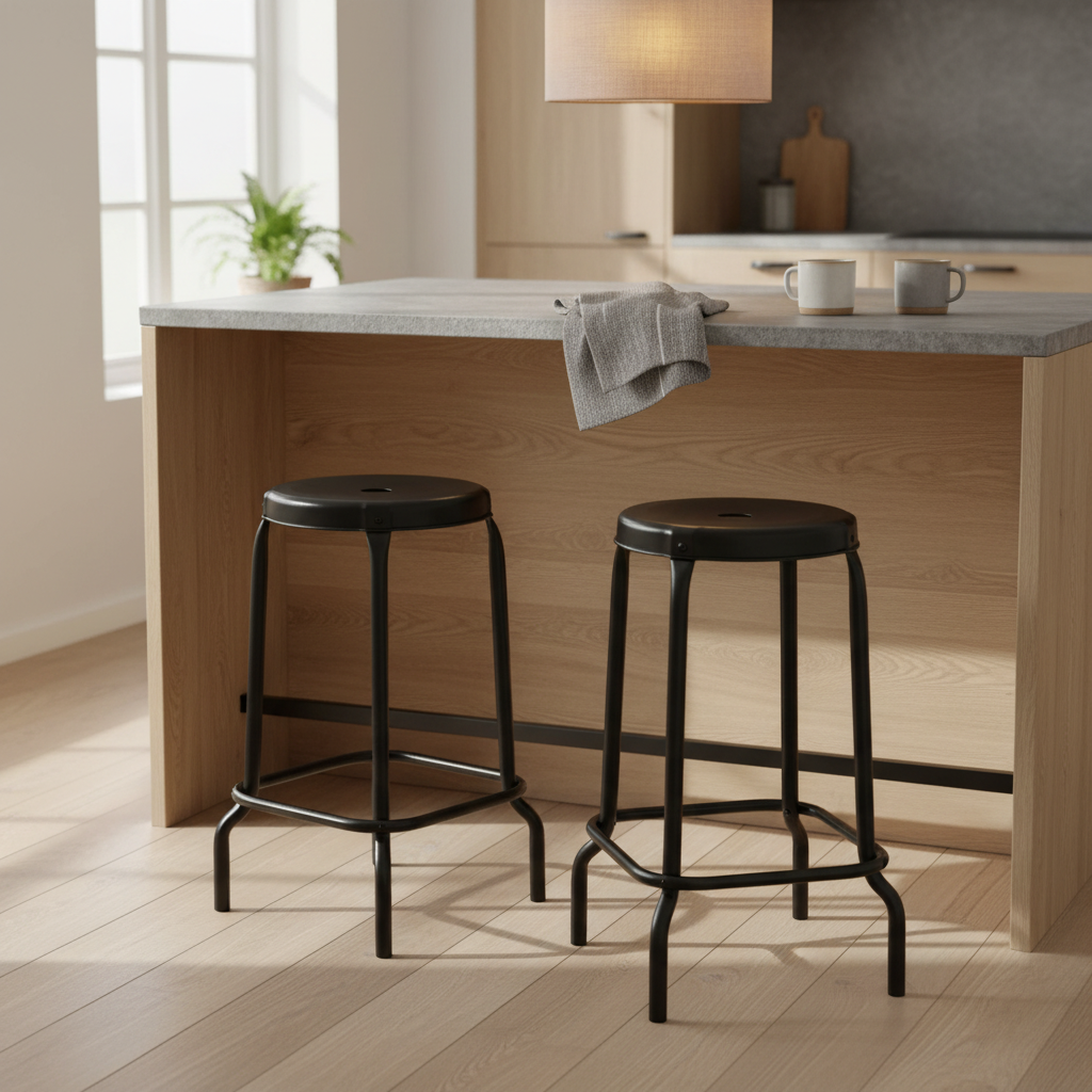 RÅSKOG barkrakk fra IKEA i svart, sete i metall