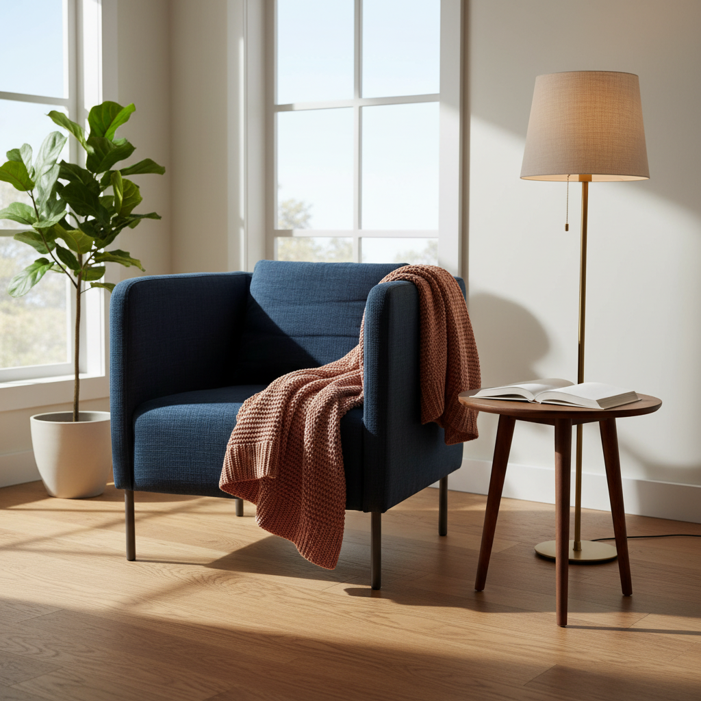 EKERÖ Lenestol fra IKEA i blå, løs ryggpute