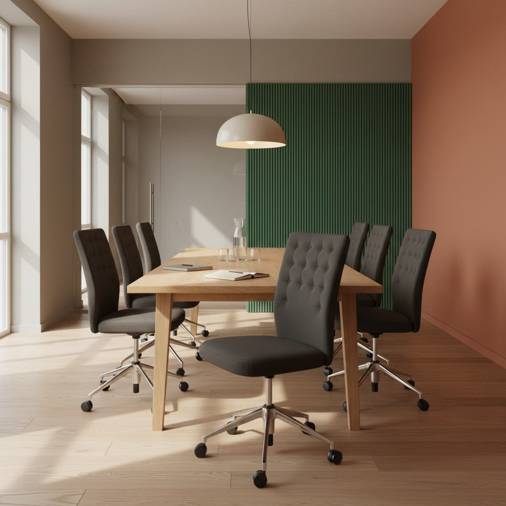 ID Trim konferansestol fra Vitra i svart, knappeforsynt rygg