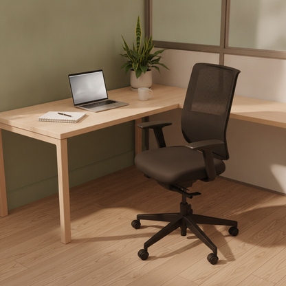 Think kontorstol fra Steelcase i svart, nettrygg