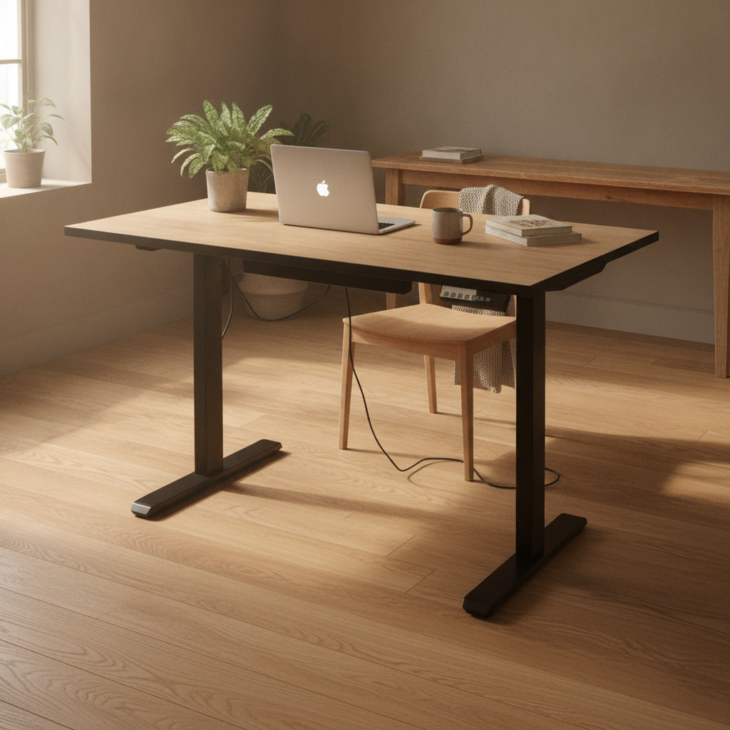 (120x60) Iglo skrivebord i hvit, kabelkurv
