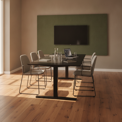 (160x80) Dencon møtebord i svart, innfelt stikkontaktpanel
