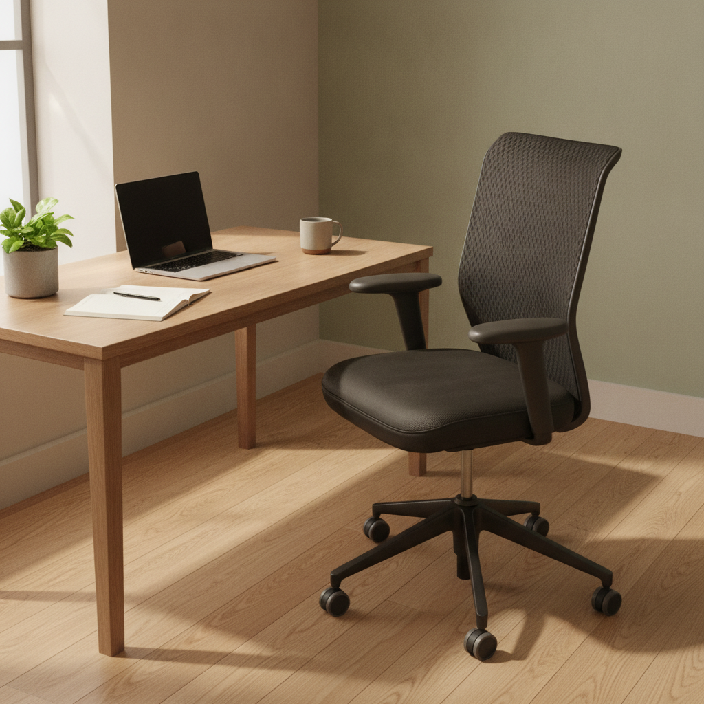 ID Mesh kontorstol fra Vitra i svart, nettrygg med armlener