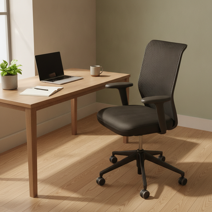 ID Mesh kontorstol fra Vitra i svart, nettrygg med armlener
