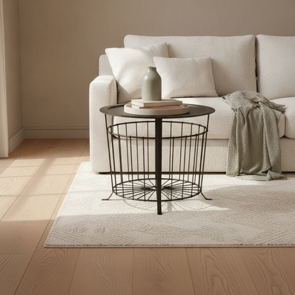 (Ø60) IKEA Gualov sidebord i svart, trådkurv understell