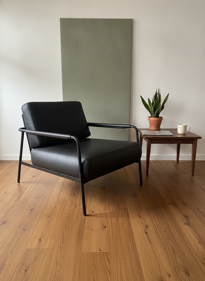 ARTWOOD Sinclair Loungestol i svart, skinntrekk med metallramme