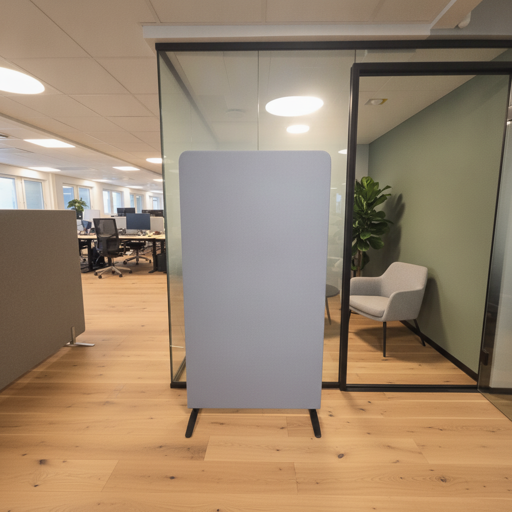 (80,5x155) Scan Sørlie Wing gulvskjerm i lys blå, stoffpanel på fot
